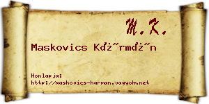 Maskovics Kármán névjegykártya